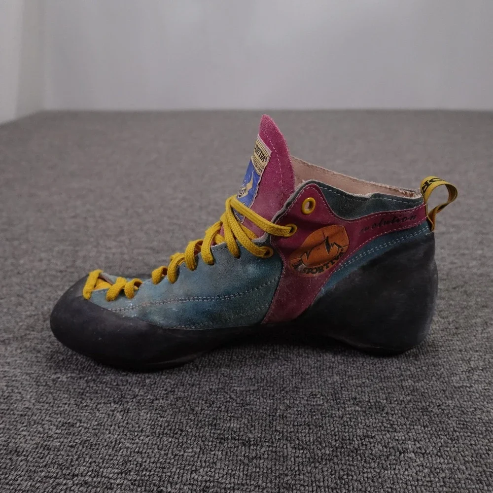 Vintage La Sportiva Kendo Evolution Climbing Shoes Mens 10 EU 43 Teal Pink Rock